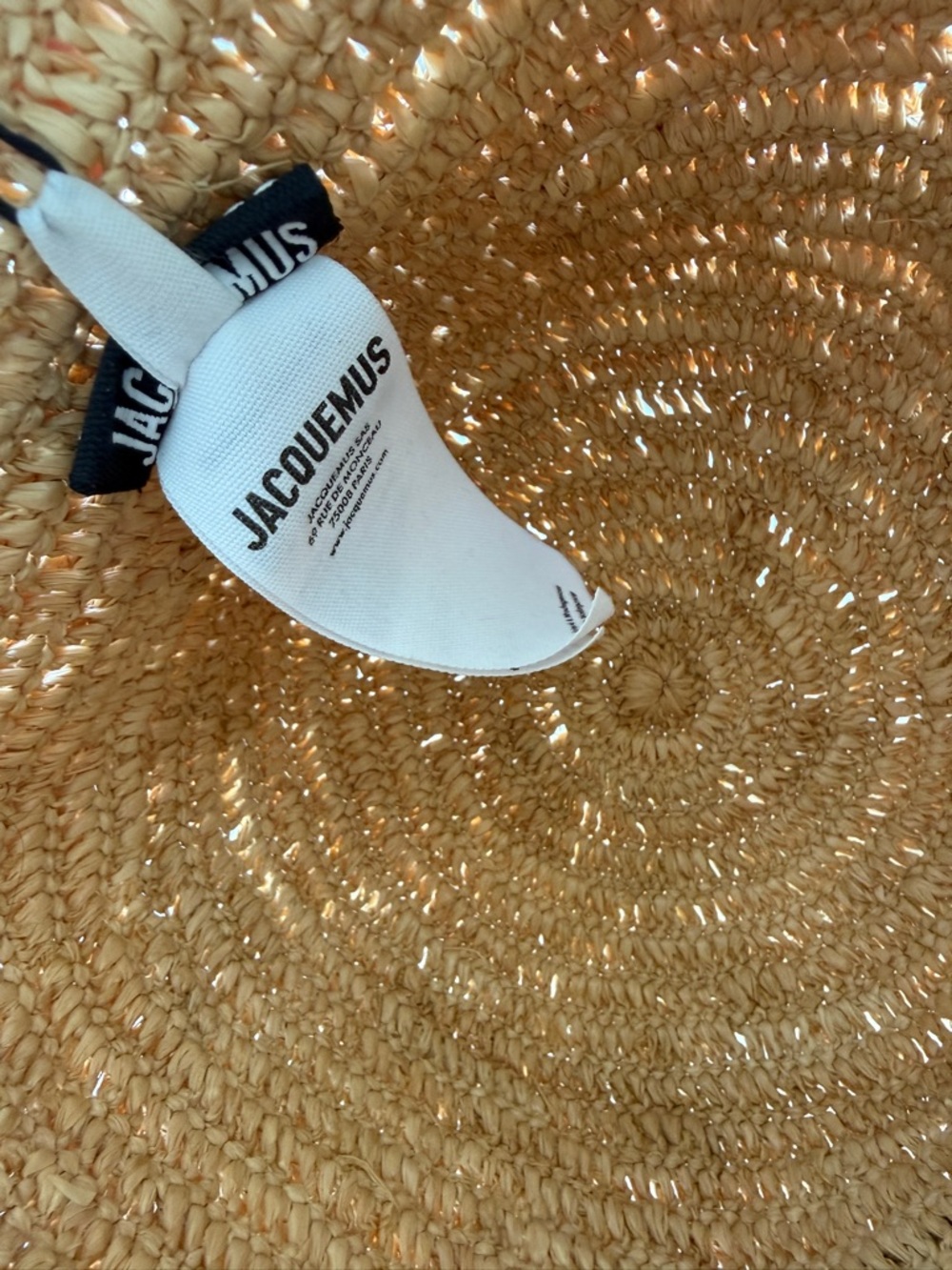 Jacquemus Natural Raffia Bucket Hat with Cream Leather Patch - Picture 4 of 4